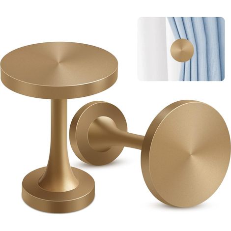 Paire embrasses métal bronze champagne, médaillon décoratif vintage (1/4)
