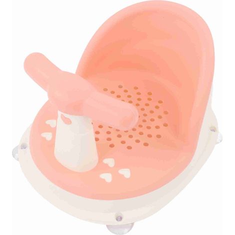 Chaise de douche pour bébé pliable avec poignée amovible douce et souple en polypropylène (PP) hypoallergénique rose (1/5)