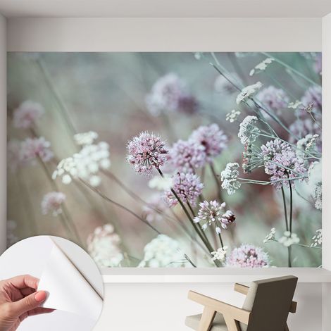Selbstklebend Tapete - abwaschbar - Raumgestaltung Schlafzimmer Wohnzimmer Tapete Wiesenblumen 152x104 cm (1/5)