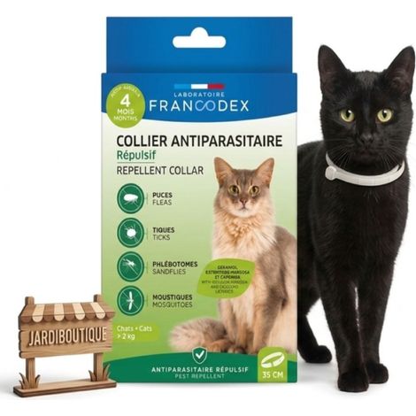 Collier antiparasitaire répulsif 35 cm noir Francodex - Chat - Francodex (1/4)