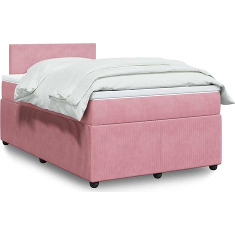 vidaXL Sommier à lattes de lit avec matelas rose 120x190 cm velours (1/5)