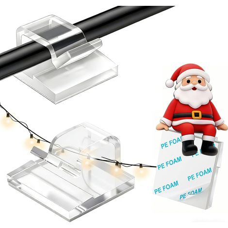 Clips Câble Auto-adhésifs 6.7mm – Organisateur de Câbles pour Bureau Maison Voiture, Noir/Blanc/Transparent (50, Transparent) (1/5)