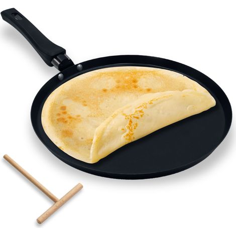 Padella per crepes antiaderente in acciaio smaltato con splitter e manico ergonomico - Diametro 24 cm e manico da 15 cm - Crepiera adatta per cucine a (1/5)