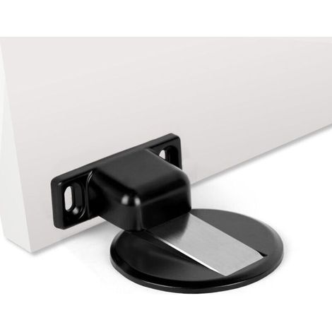 1 PC Arret de Porte Magnetique Arrêt de Porte en Métal, Forte Magnétique Butée de Porte en Métal, Butée de Porte Magnétique Solide Avec Adhésif et Vis (Noir) (1/4)