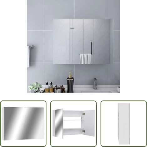 Miroir mural - Armoire à miroir de salle de bain blanc 80x15x60 cm MDF (1/5)