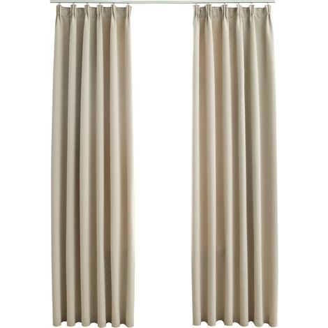 INLIFE Rideaux occultants avec crochets 2 pcs Beige 140x225 cm (1/5)