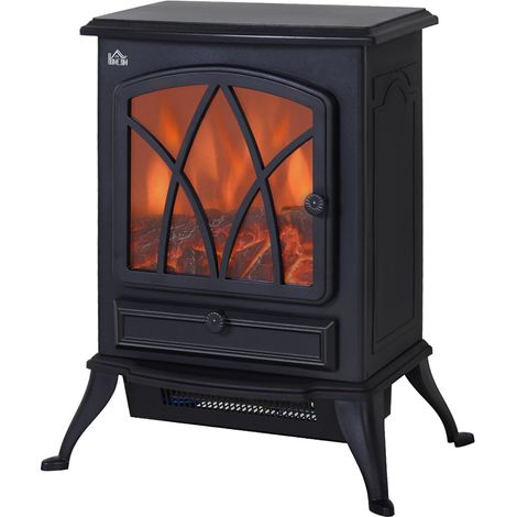 Cheminée électrique Poêle à Bois Cheminée Murale Design Moderne 6 Flammes LED Effet Réaliste Chauffage (1/5)