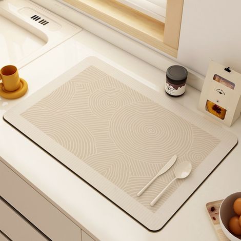 Fantasy - Carré 5060cm (terre de diatomées) Tapis d'égouttage de cuisine, en terre de diatomées, résistant à l'usure et absorbant, pour table, table basse, tapis anti-brûlure et isolant thermique (1/5)