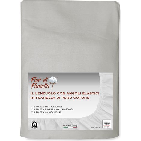 LENZUOLO Con Angoli IN FLANELLA Grigio Fior di Flanella © TUTTE LE MISURE 1 PIAZZA (1/5)