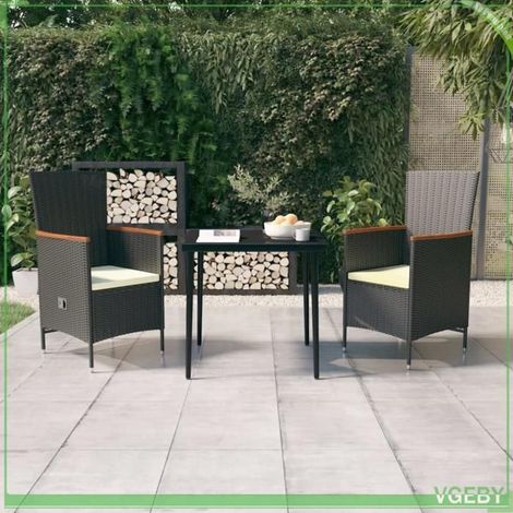 Ensemble à manger de jardin - FAFEICY - 3099443 - Noir - Dossier ajustable - Table 80x80 cm (1/5)