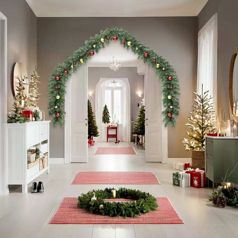 vidaXL Guirnalda de Navidad decorada con bolas y luces LED 10 m (1/5)