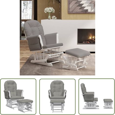 The Living Store Chaise berçante avec repose-pied Gris clair Tissu - Chaise Berçante - Chaise Relaxante - Chaise D'allaitement - Mobilier Enfant - Meuble Design (1/5)