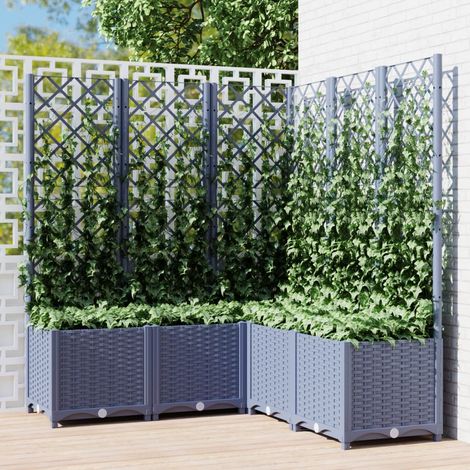 SKM Jardinière avec treillis Gris foncé 120x120x136 cm PP (1/5)
