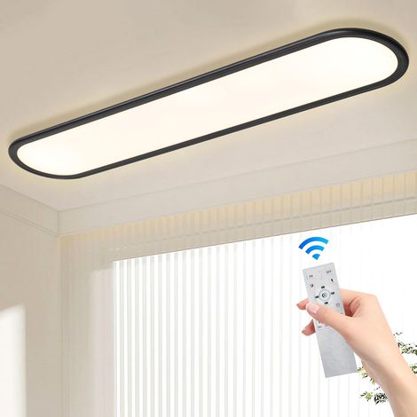 Ganeed 55.1" High Brightness Linear LED Ceiling Lamp, 60W Dimmable Low Profile Flush Mount LED Flat Panel Long Ceiling Light Fixture for Kitchen Office Laundry Shop, Black (1/5)
