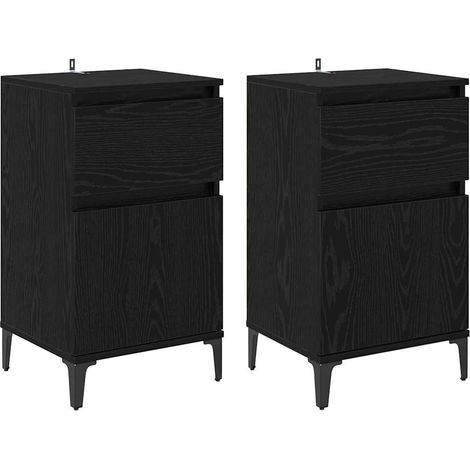 Maison Exclusive - Armadio da Notte con cassetto 2 pcs Rovere Nero 40 x 35 x 70 cm