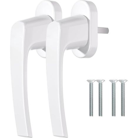 White Lockable Window Handle, made with Zinc Alloy Base and Aluminum Alloy handle. (1/5)