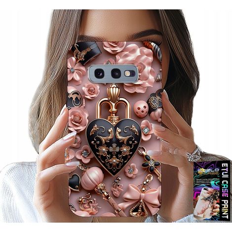 Hülle für Samsung Galaxy S10E – feminine Muster, Vorhängeschloss, Herz-Hülle + Folie (1/5)