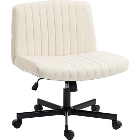 HOMCOM Desk Chair with Wide Seat, Thick Padding, Rock Function, Cream (1/5)