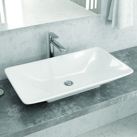 Lavabo da appoggio 70cm in ceramica Litos-1685 kamalu