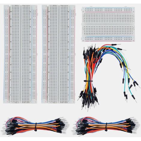 3 Pièces 400&830 Points Mini Breadboard Solderless, Steckbrett Elektronik Plaque d'essai Electronique, Prototype Board Lötbares + 195 Pièces Fils de Cavalier de Planche à Pain