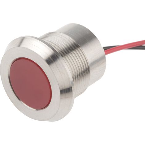 Voyant LED lumineux Rouge RS PRO, dia. 22mm, 12V c.c., IP67 ( Prix pour 1 ) (1/2)