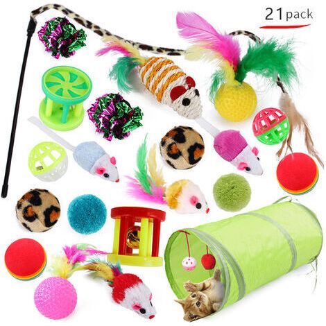 Jouets pour chats, jouets pour chats, jouets pour chats et chaton, 21 pièces (le style d'image sera envoyé au hasard) (1/4)