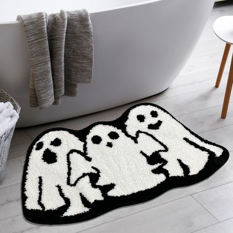 JSSEVN - Kleine Badematte, Halloween, rutschfest, maschinenwaschbar, 50 x 80 cm, für Eingangsbereich, Schlafzimmer, Küche (schwarz) (1/5)
