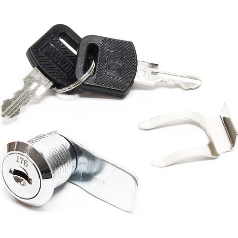Cerradura para buzón con 2 llaves 16mm 90°, también como cerrojo para muebles, cierre de taquillas, etc