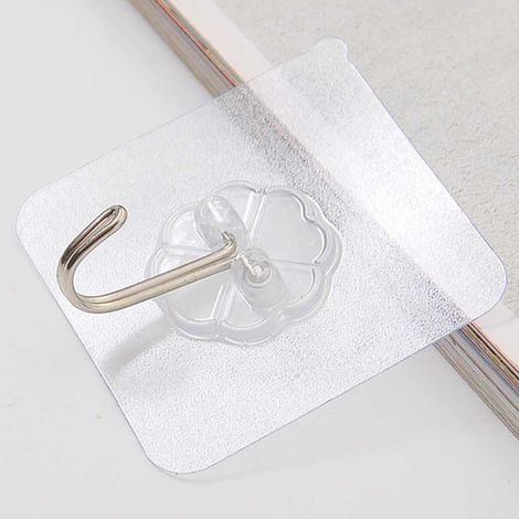 Set mit 2 transparenten, nagelfreien Klebehaken für Bad, Küche, Tür und Wand nahtlose Viskose-Aufhängung (1/4)