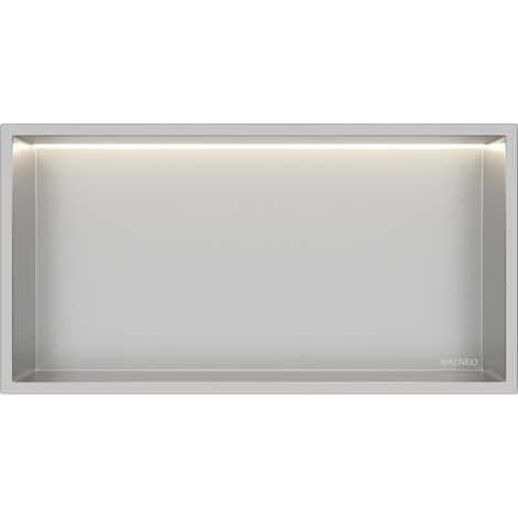Balneo Niche de douche encastrable avec éclairage LED Wall-Box ONE 30 x 60 x 10 cm - Acier inoxydable AISI 304 - Étanche (1/5)