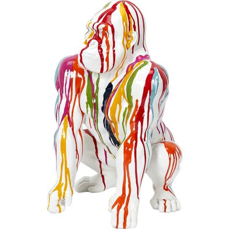 Statue gorille en polyrésine multicolore – Hauteur 46 cm – Dimensions 28x28 cm – Décoration intérieure originale – Toilinux