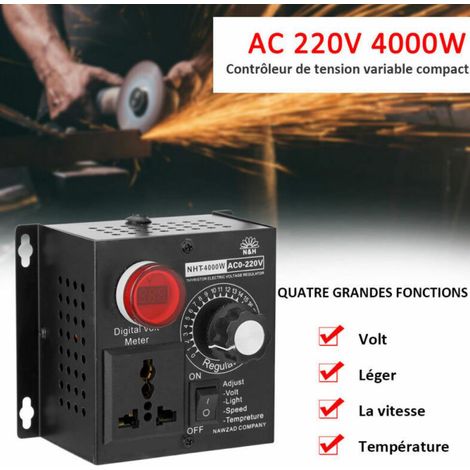 Thyristor régulateur de tension électronique ventilateur de moteur haute puissance perceuse électrique régulateur de vitesse variable thermostat-4000W, 10-220V, 1pc (1/4)