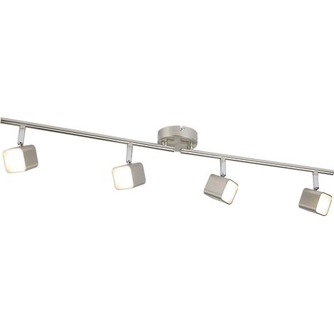 Plafoniera Quadruplo Acciaio Argento Policarbonato Cromo Led 17W 3000K (1/5)