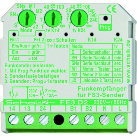Interruptor receptor inalámbrico ikm-luftungstechnik fe3 d2 control remoto instalación fácil