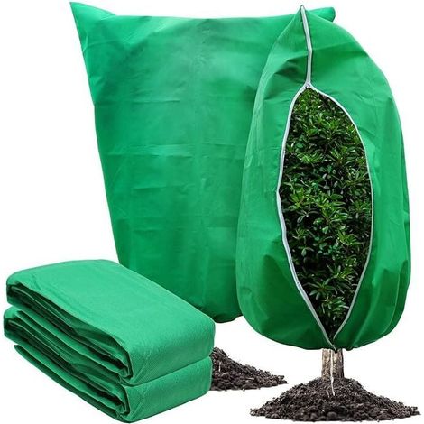 Voile d'hivernage,2 Pièces Housse de Protection pour Plantes 140×200cm Vert, Voile D'hivernage Plante, Housse D'hivernage Arbre, Voile Hivernage avec Tirette, Jardin Vegetaux Sac Hiver Tomate Tissu No