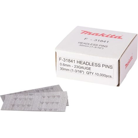 Makita F-31841 23G x 30mm Galvanized Headless Pin Nails 10000Pcs