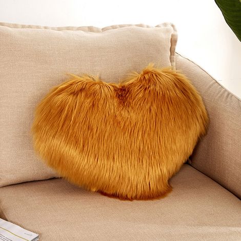 Coussin Forme De Cœur - 40 x 50 cm - Rembourrage En Coton Et Ouate Soyeuse - Tissu Peluche Douce - Décoration Intérieure Pour Canapé Chambre Bureau - 1 Pièce (1/4)