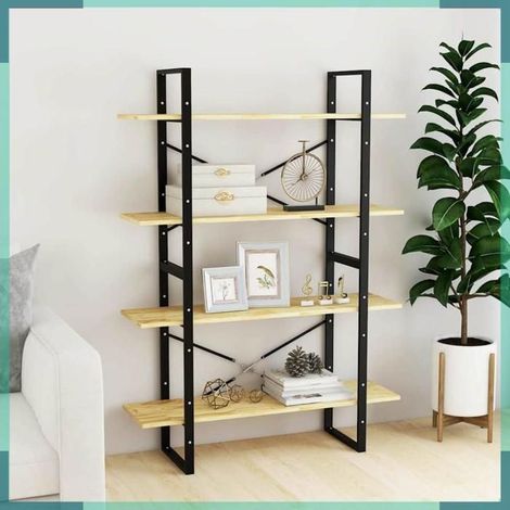 Bibliothèque - 806482 - Bois de pin massif - 4 étagères - 100×30×140 cm (1/5)