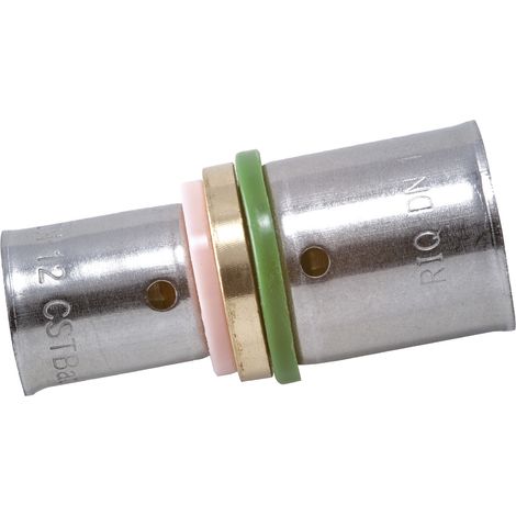 Racor recto de latón para engarzar D.16 para tubo de acero QUICK PLOMBERIE