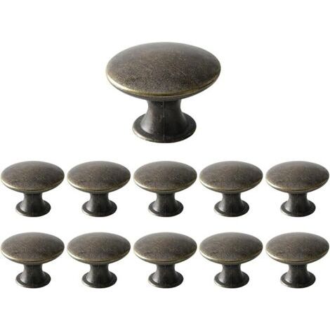 12 Boutons de Meuble Antique, Rond Poignée de Tiroir Ancienne, Metal Boutons de Portes pour Placards Cuisine 30x21mm, Bronze (1/5)
