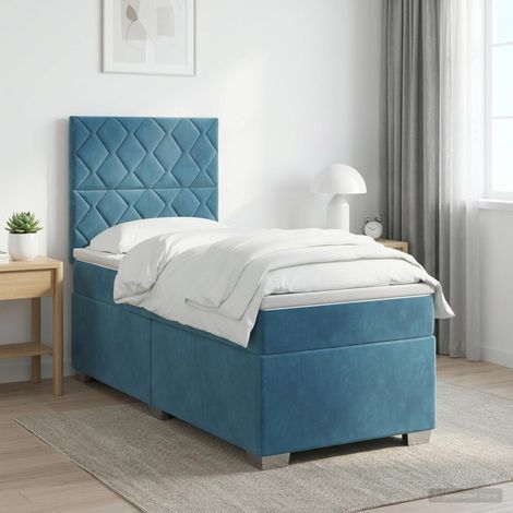 vidaXL Lit boxspring avec matelas Bleu 100 x 200 cm Velours (1/5)