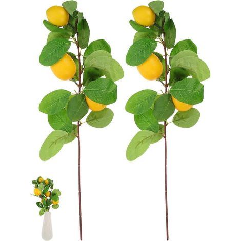 Lot de 2 bâtonnets de citron artificiels pour la décoration de vases.-10x10x48.5cm-Yellow (1/4)