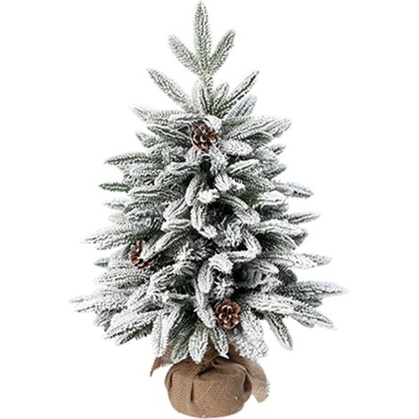 Sapin de Noël enneigé de 45 cm, décoré de cèdre et de flocons de neige, idéal pour le bureau et la maison. (1/5)