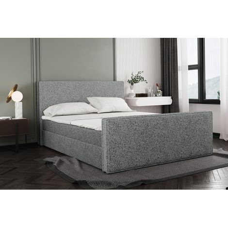 Boxspringbett mit bettkasten und matratze + topper LILA stof Puente Grau 180x200 cm (1/3)