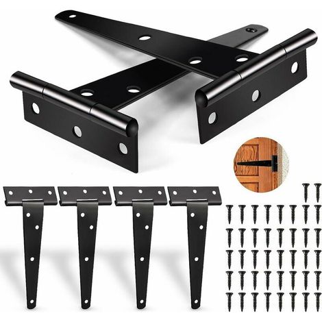Green Mobility-Charnières en T 6 PCS, Robuste Noirs Charnières, Charnière Porte Lourde Capacité de poids 25kg, Charnières Pliables avec 42PCS de vis Charnières Robustes pour Portes,Fenêtres,Abris de J (1/5)
