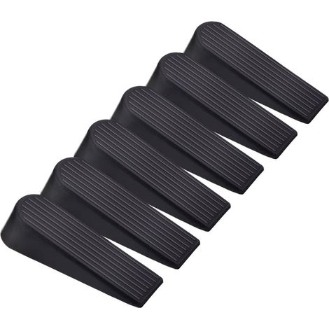 Set mit 6 schwarzen Türstoppern aus Gummi für Zuhause und Büro.