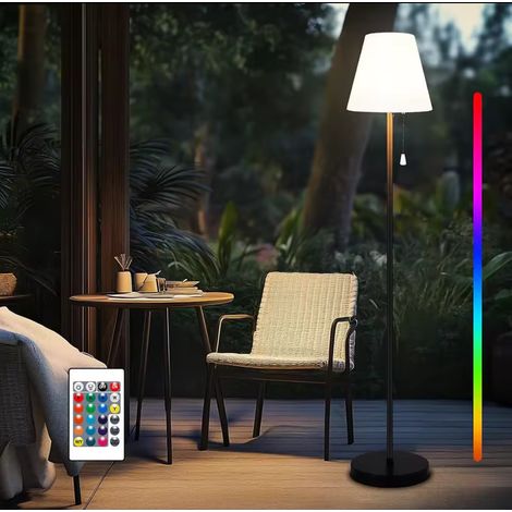 Lampada da Terra a LED da Esterno e Interno IP65 Dimmerabile luce RGB e Bianco Ricarica Solare e USB Sensore Crepuscolare Altezza 1.4 Mt con Telecomando (1/5)