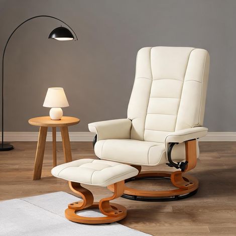 Fauteuil crème en revêtement synthétique 76 x 85 x 104 cm (1/5)
