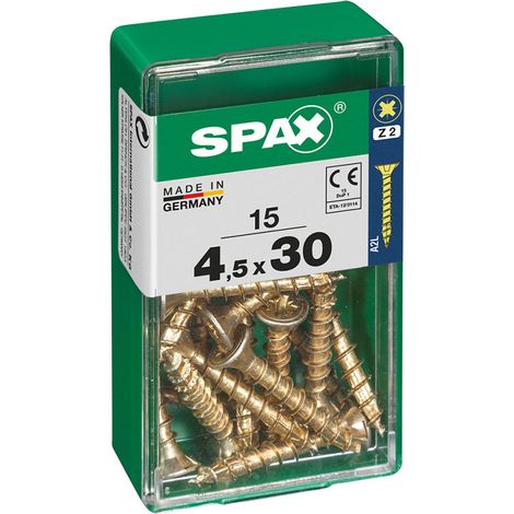 Boîte 15 Unités. Vis A Bois Spax Cab. Plat Yellox 4.5x30mm Spax (1/2)