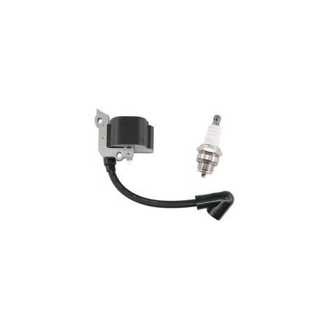 Zündspule mit Zündkerze für Stihl FS38 FS46 FS45 FS55 FC55 FC55Z FC55-DZ HL45 HL45Z HL45-DZ HS45 HS45Z KM55 KM55RZ KM55C KM55R Kettensägen-Ersatzteil 4140 400 1308 H559 - Crezuo